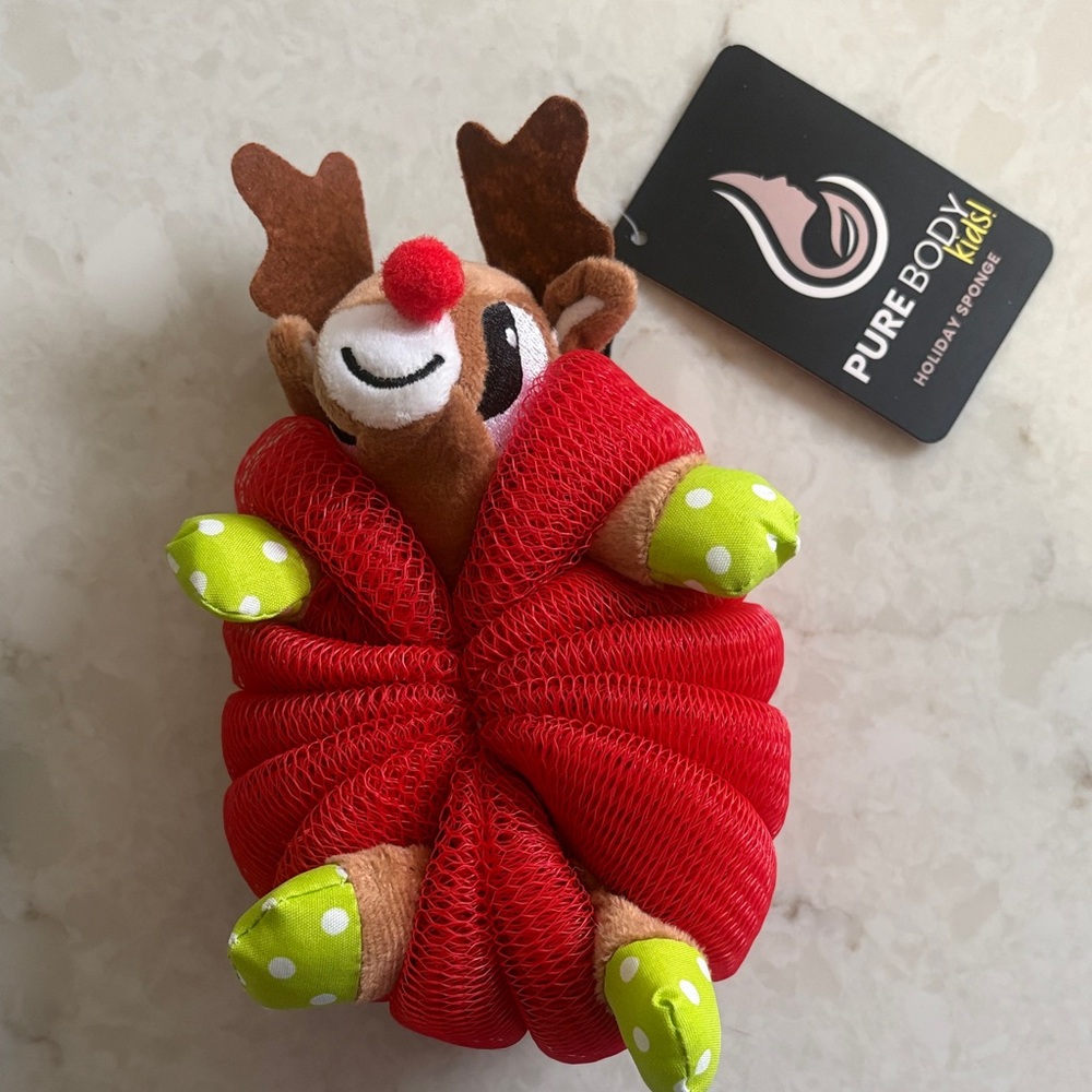 Kids Reindeer Bath Buddy - Red and Brown